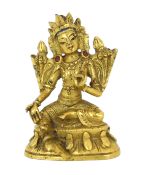 * A Tibetan miniature gilt bronze figure of Green Tara, 18th/19th century, 3cm highProvenance: