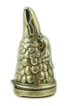 An Elizabeth II novelty silver vesta case, modelled as an eagle's head, David A. Bowles, London,