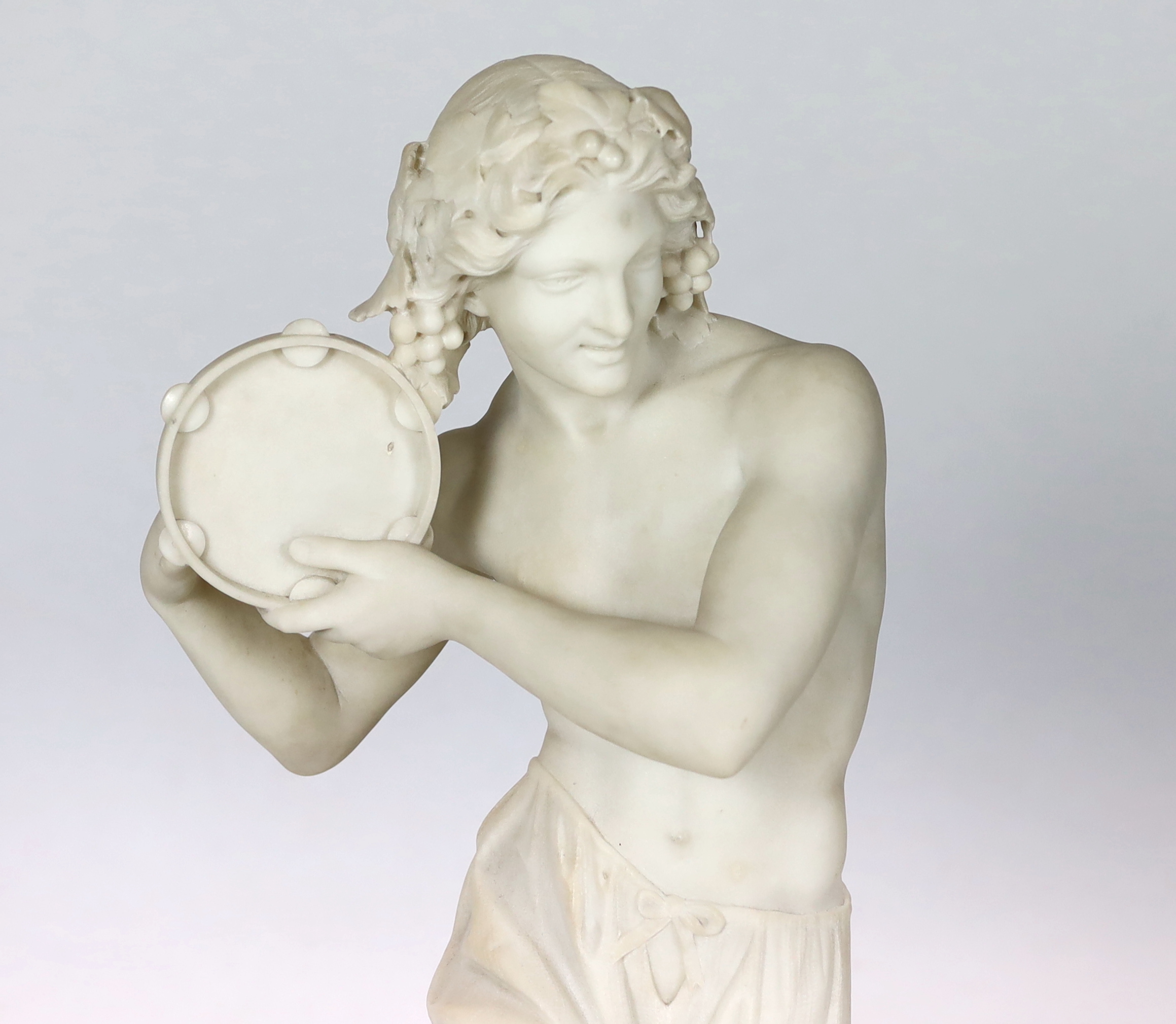 G. Cigoli, a 19th century Italian carved white marble figure of a Neapolitan tambourine dancer, with - Image 2 of 4