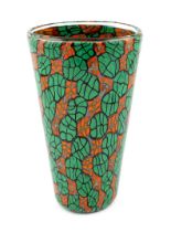 ** Vittorio Ferro (1932-2012), a Merano glass Murrine vase, high cup shaped, in green and orange,