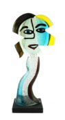 ** After Alessandro Barbaro, a Murano glass Cubist style head of a woman