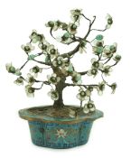 A Chinese cloisonné enamel jardiniere housing a glass mounted model tree, 19th century, 29.5cm