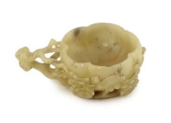 CORRECTION: A Chinese creamy white soapstone NOT jade ‘plum blossom’ cup, 18th/19th century,