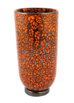 ** Vittorio Ferro (1932-2012), a Murano glass Murrine vase, in orange and black, signed, 28cm