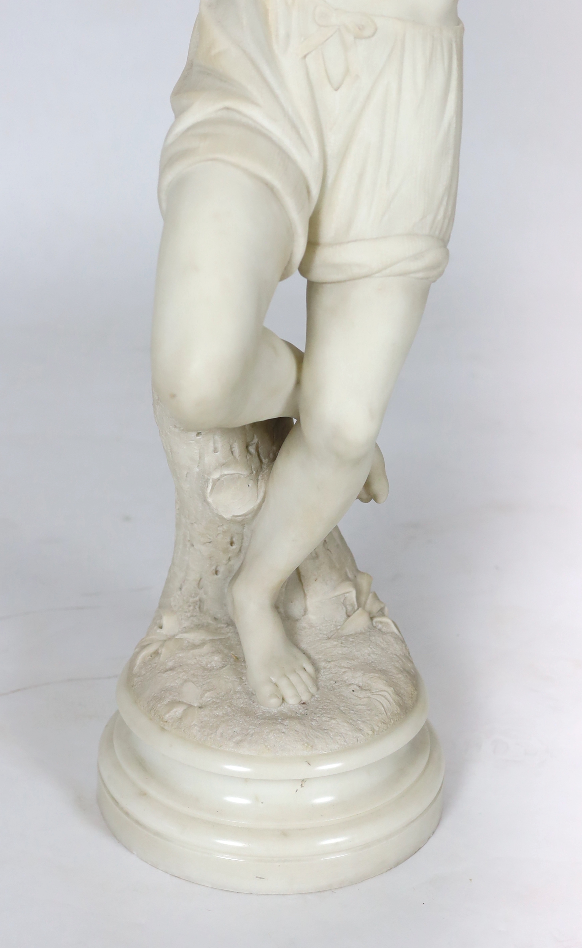 G. Cigoli, a 19th century Italian carved white marble figure of a Neapolitan tambourine dancer, with - Image 3 of 4