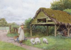 *§ Charles Edward Wilson (English, 1854-1941) 'Gleanings' and 'The Orphans'watercolours, a near