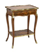* A Louis XV style ormolu mounted marquetry side table, fitted with a drawer, an undertier
