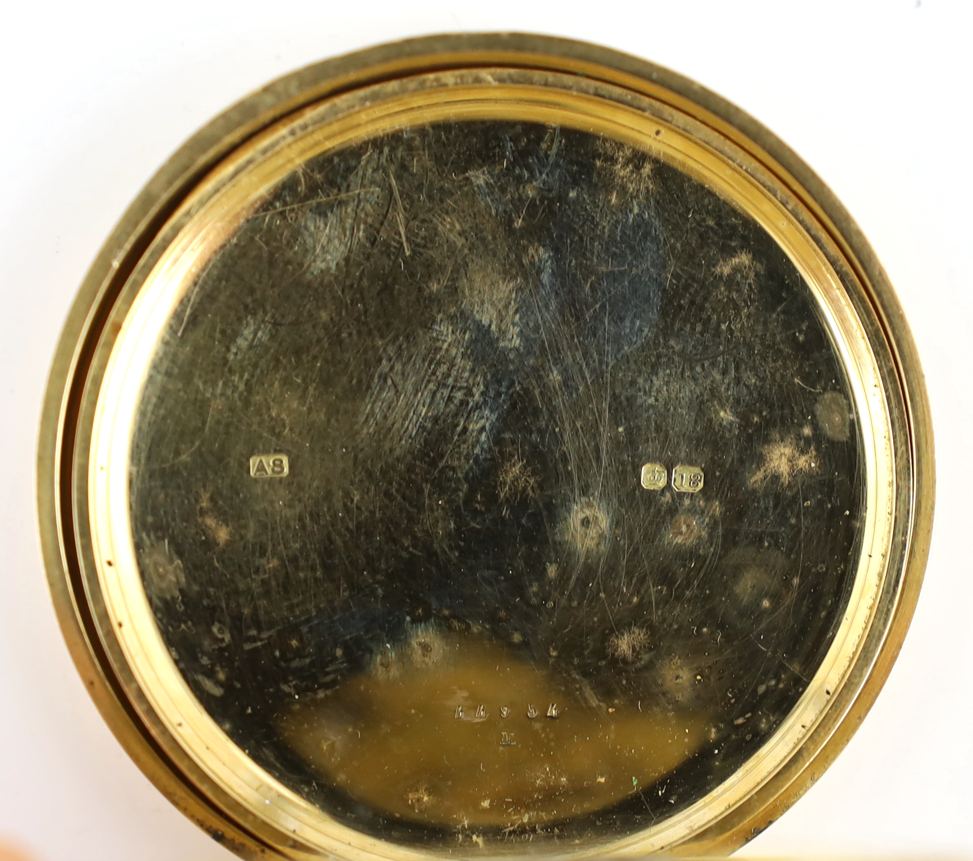 A Victorian 18ct gold keyless half hunter pocket watch by Leroy & Son, with Roman dial and - Image 4 of 4