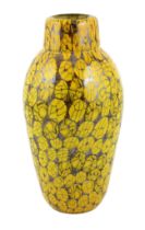 ** Vittorio Ferro (1932-2012), a tall Murano glass Murrine vase, in yellow on black, signed,