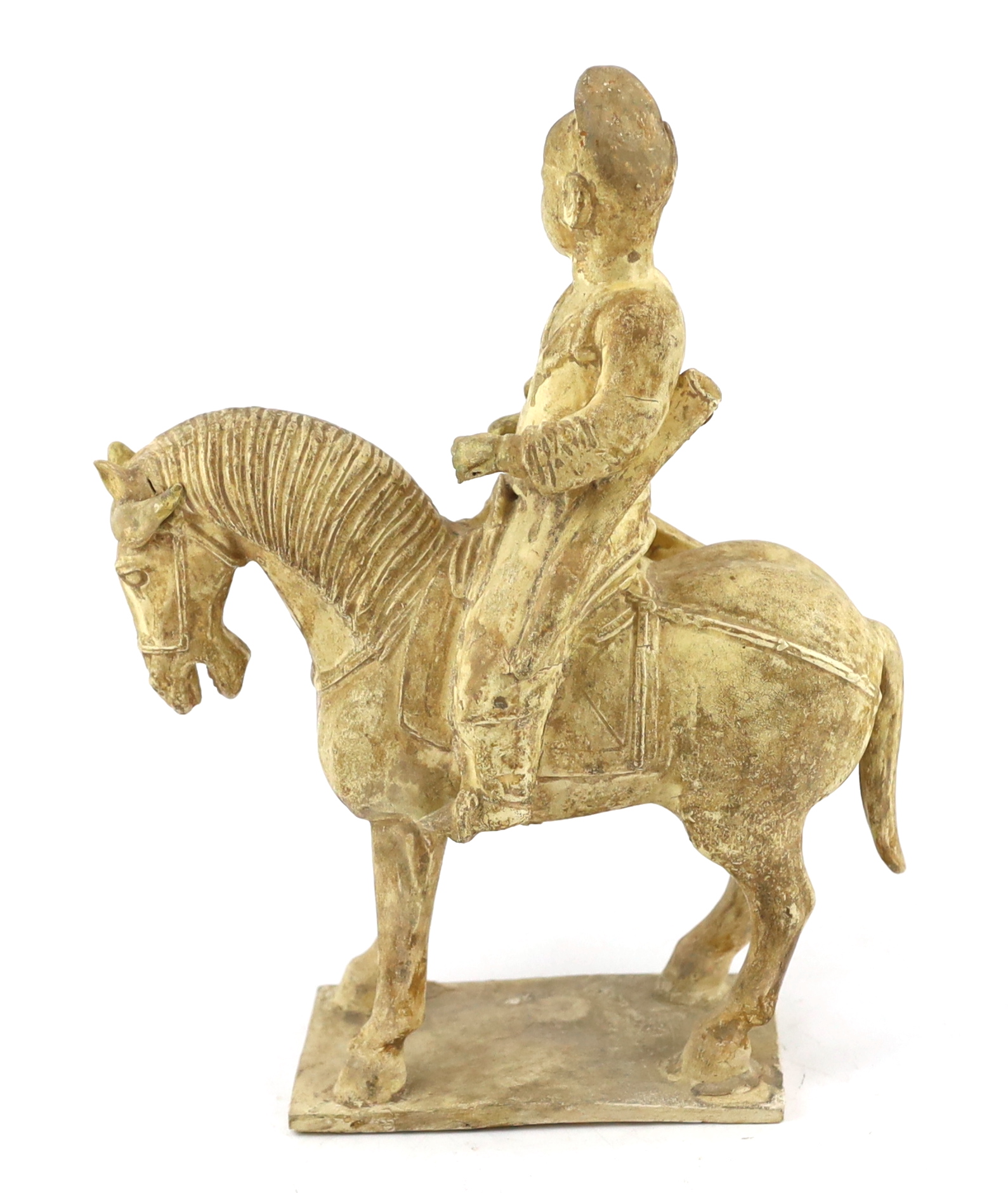 * * A Chinese cream glazed pottery model of an archer on horseback, Tang Dynasty (618-906 AD), - Image 4 of 6