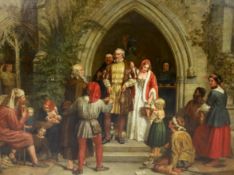 Attributed to Daniel Maclise RA (Irish, 1806-1870) 'The Squire's Bounty'oil on canvas laid on