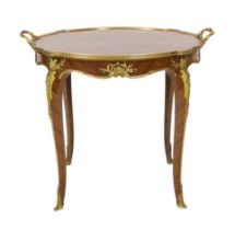 * * A late 19th century French ormolu mounted kingwood parquetry tray topped table, by Francois