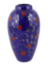 ** Vittorio Ferro (1932-2012), a Murano glass Murrine vase, in blue with red roses, signed, 29.