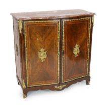 * A Louis XV ormolu mounted rosewood and tulipwood Meuble d’Appui, with a serpentine fronted Rouge