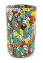 ** Vittorio Ferro (1932-2012), a Murano glass Murrine vase, cylindrical, with multicoloured