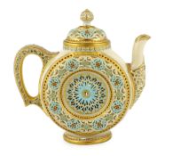 A fine and rare Royal Worcester reticulated teapot and cover, designed by George Owen, c.1881,