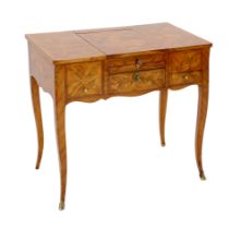 * A Louis XV marquetry inlaid kingwood poudreuse, on cabriole legs, 76cm wide, 46.5cm deep, 71cm