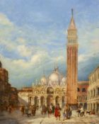 Attributed to Luigi Ricci (Italian, 1823-1896) Figures in St Mark's Square, Veniceoil on boardsigned