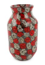 ** Vittoria Ferro (1932-2012), a Murano glass Murrine vase, in red and grey, unsigned, 23cm