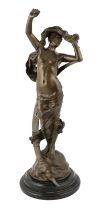 Charles Ernest Dagonet (French, 1856-1926), a bronze figure of 'La Nuit' standing with the