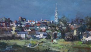 § § James George Le Jeune RHA (1910-1983) 'Town in Wexford'oil on boardsigned28 x 50cm***CONDITION