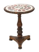 * A 19th century Florentine pietra dura circular topped wine table, inlaid with birds and choice