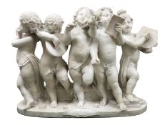 * After the Ferdinando Vichi Gallery, an Italian white Carrara marble group 'Musica', formed