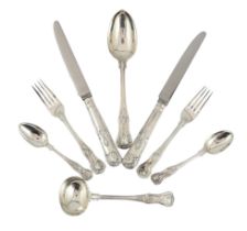 * * A canteen of Victorian silver Kings pattern cutlery, by George Adams, with engraved initial,