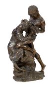 Edouard Drouot, French (1859-1945), a bronze warrior, 'La Lutte pour la Vie', standing upon a
