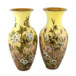 A pair of large Linthorpe painted earthernware vases, c.1880, designed by Christopher Dresser (