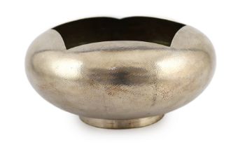 A 20th century Japanese planished silver ‘flower bud’ circular bowl, by Asahi Shoten, on circular