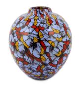 ** Vittorio Ferro (1925-2012), a Murano glass Murrine ovoid vase, with butterflies in red and