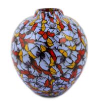 ** Vittorio Ferro (1925-2012), a Murano glass Murrine ovoid vase, with butterflies in red and