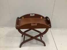 A mahogany butler's tray on stand, width 61cm, height 53cm***CONDITION REPORT***PLEASE NOTE:-