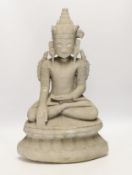 A Burmese carved alabaster figure of Buddha, 48cm tall***CONDITION REPORT***PLEASE NOTE:-