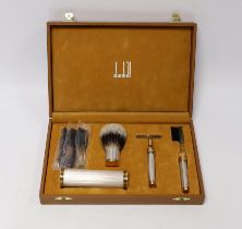 A cased gentleman’s Dunhill vanity set including shaving brush, razor and toothbrush***CONDITION