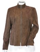 A Ralph Lauren, Polo Collection brown suede jacket, with zip front and sleeve detail, side slit