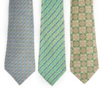 Three Hermès gentlemen's assorted patterned silk ties***CONDITION REPORT***In fair/good worn
