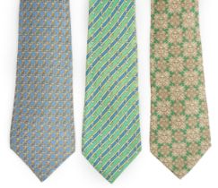 Three Hermès gentlemen's assorted patterned silk ties***CONDITION REPORT***In fair/good worn