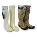 Two pairs of lady's Hunter snake-skin effect wellington boots, size UK 7***CONDITION REPORT***Very