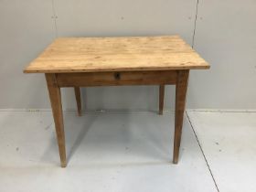 A French pine side table with frieze drawer, width 105cm, depth 79cm, height 76cm***CONDITION