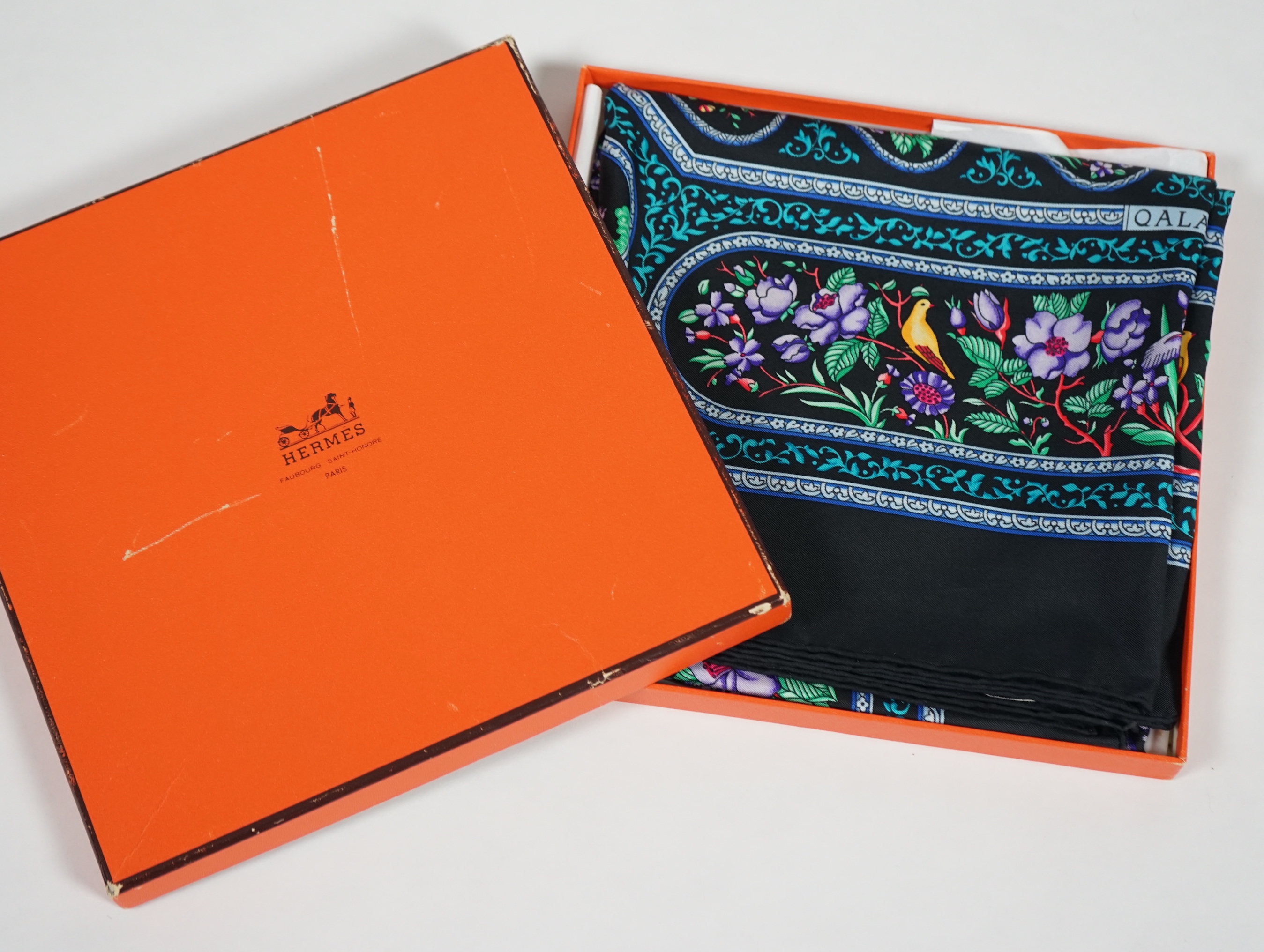 A Hermès silk scarf - Qalamdan by Catherine Baschet, c.1990, with bag and box, 90cm x 90cm*** - Image 3 of 7