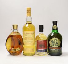 Four boxed bottles of whisky; Glenmorangie ‘Cellar 13’, Bunnahabhain, Abhainn Dearg and John