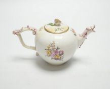 An 18th century Meissen teapot with replacement cover, 10cm***CONDITION REPORT***PLEASE NOTE:-
