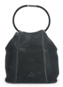 ** ** A vintage Gucci black Tom Ford era suede handbag, with dust bag, silver-tone hardware, a