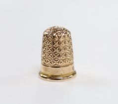 A George V 9ct gold thimble by Charles Horner, 23mm, 3.8 grams.***CONDITION REPORT***PLEASE NOTE:-