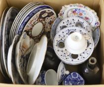 A collection of mixed ceramics including ironstone and Rörstrand Ostindia together with two