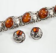 A Danish sterling 925 and amber set bracelet by Niels Erik From, comprising a bracelet 17.5cm and