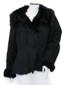 A lady's L K Bennett black shearling jacket, size Large***CONDITION REPORT***A few marks on the