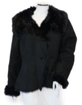 A lady's L K Bennett black shearling jacket, size Large***CONDITION REPORT***A few marks on the